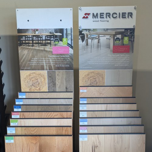 Mercier Hardwood Flooring display in a local showroom