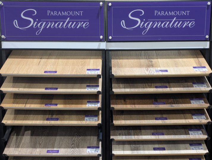 Signature Paramount LVP display at Bisbee's Flooring Center in McFarland, WI