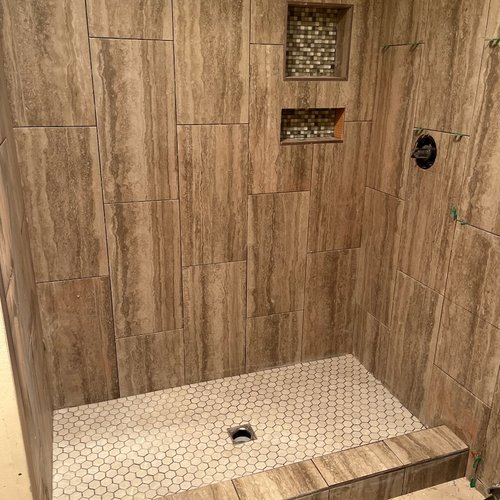 Brown Shower Tile in McFarland, WI by Bisbee's Flooring Center