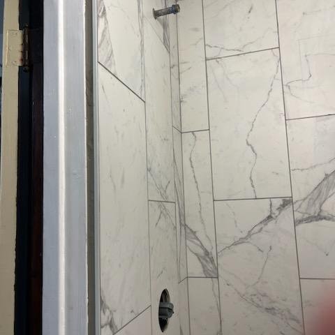 White Marble Shower Tile in McFarland, WI by Bisbee's Flooring Center