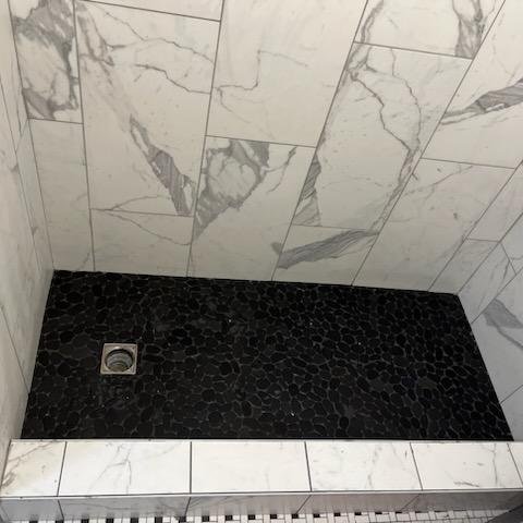 White Marble Shower Tile in McFarland, WI by Bisbee's Flooring Center