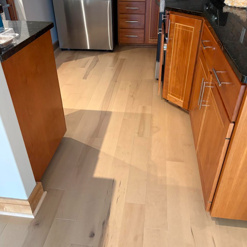 Kitchen with new hardwood flooring