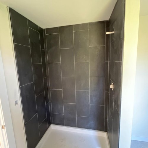 Dark Shower Tile in McFarland, WI by Bisbee's Flooring Center