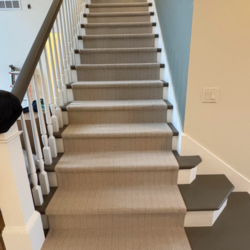 Stair runner installed by Bisbee's Flooring Center using Godfrey Hirst