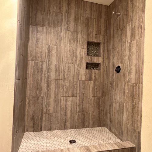 Brown Shower Tile in McFarland, WI by Bisbee's Flooring Center