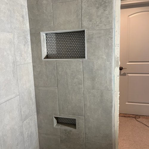 Modern Shower Tile in McFarland, WI by Bisbee's Flooring Center