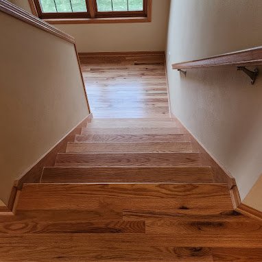 Hardwood stairs by Bisbee's Flooring Center in McFarland, WI