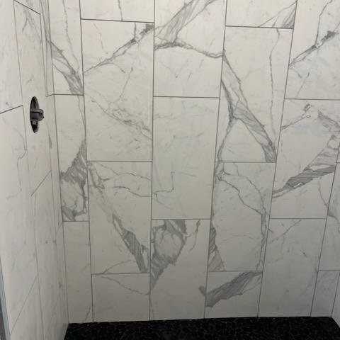 White Marble Shower Tile in McFarland, WI by Bisbee's Flooring Center