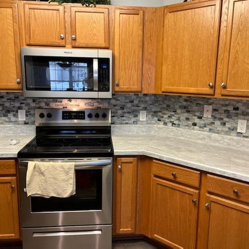 Tile backsplash by Bisbee's Flooring Center in McFarland, WI