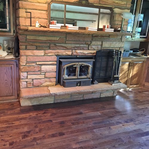 Wood flooring in a McFarland, WI living room by Bisbee's Flooring Center