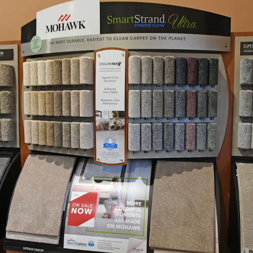 Mohawk SmartStrand carpet display in a McFarland flooring store