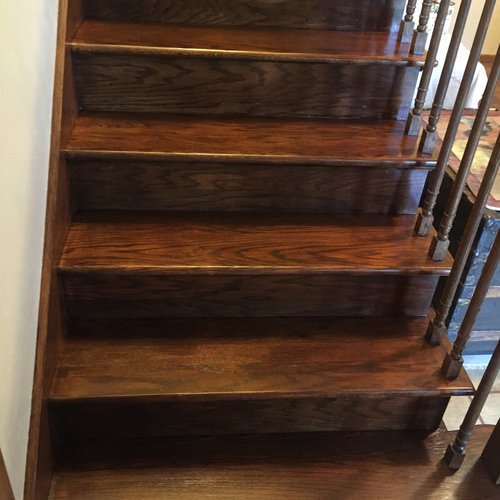 Stairs hardwood flooring installation in McFarland, WI by Bisbee's Flooring Center