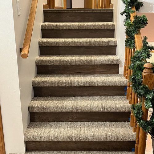 Stair tread flooring by Bisbee's Flooring Center in McFarland, WI