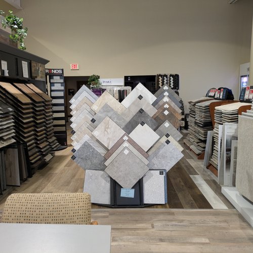 Tile and hard surface flooring samples on display at Bisbee's